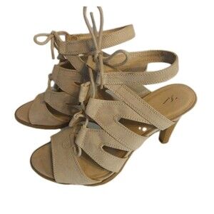 Simply Vera Wang Women’s Sviman Heels Sz 9M Taupe Strappy Faux Suede Open Toe